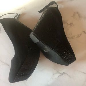 Streetwear Society Black glitter heel wedge - Size 10